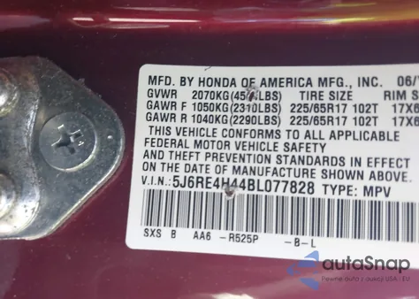 2011 Honda Cr-V Se z USA, uszkodzony, nr VIN 5J6RE4H44BL077828